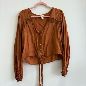 Belle Du Jour Terracotta Button-Up Blouse